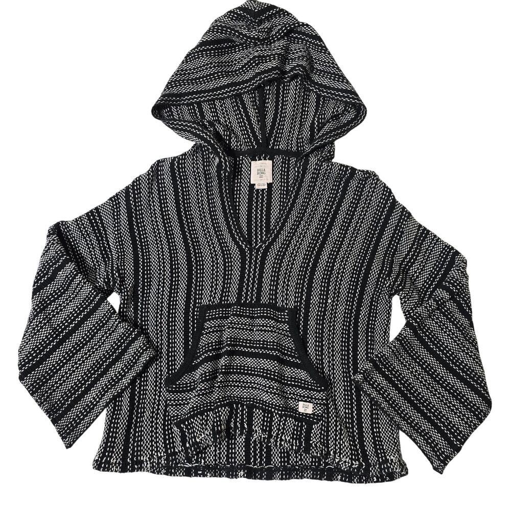 Billabong Black White Pullover Hoodie Size Large (fits like a small/medium)